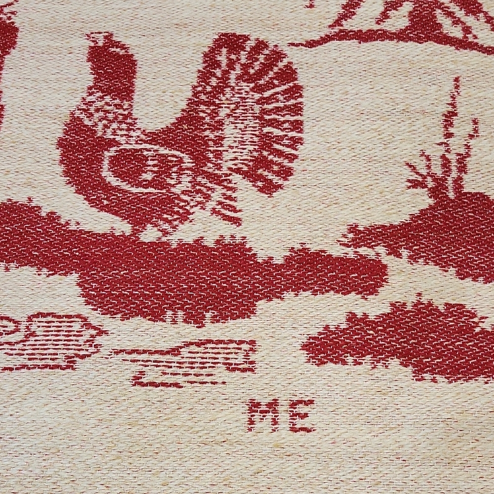 Margareta Eriksson Red and Cream Turkey/ Rooster Wall Tapestry